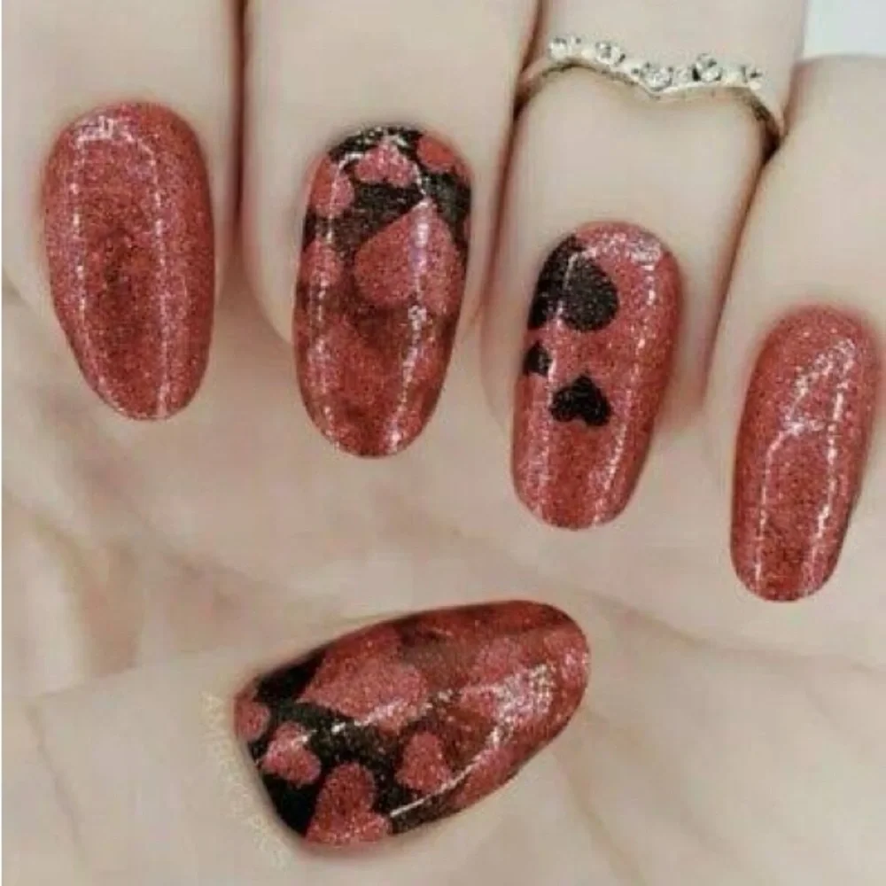 HEART OF THE MATTER Retired Color Street Red and Black Heart Nail Strips